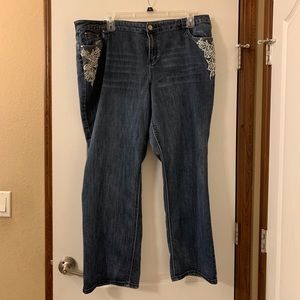 CJ Banks Embellished Boot Cut Jeans. 20W
